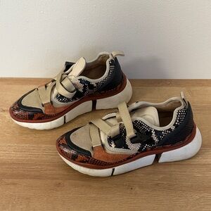 EUC Chloe Sonnie Low-Top Sneakers Python Print